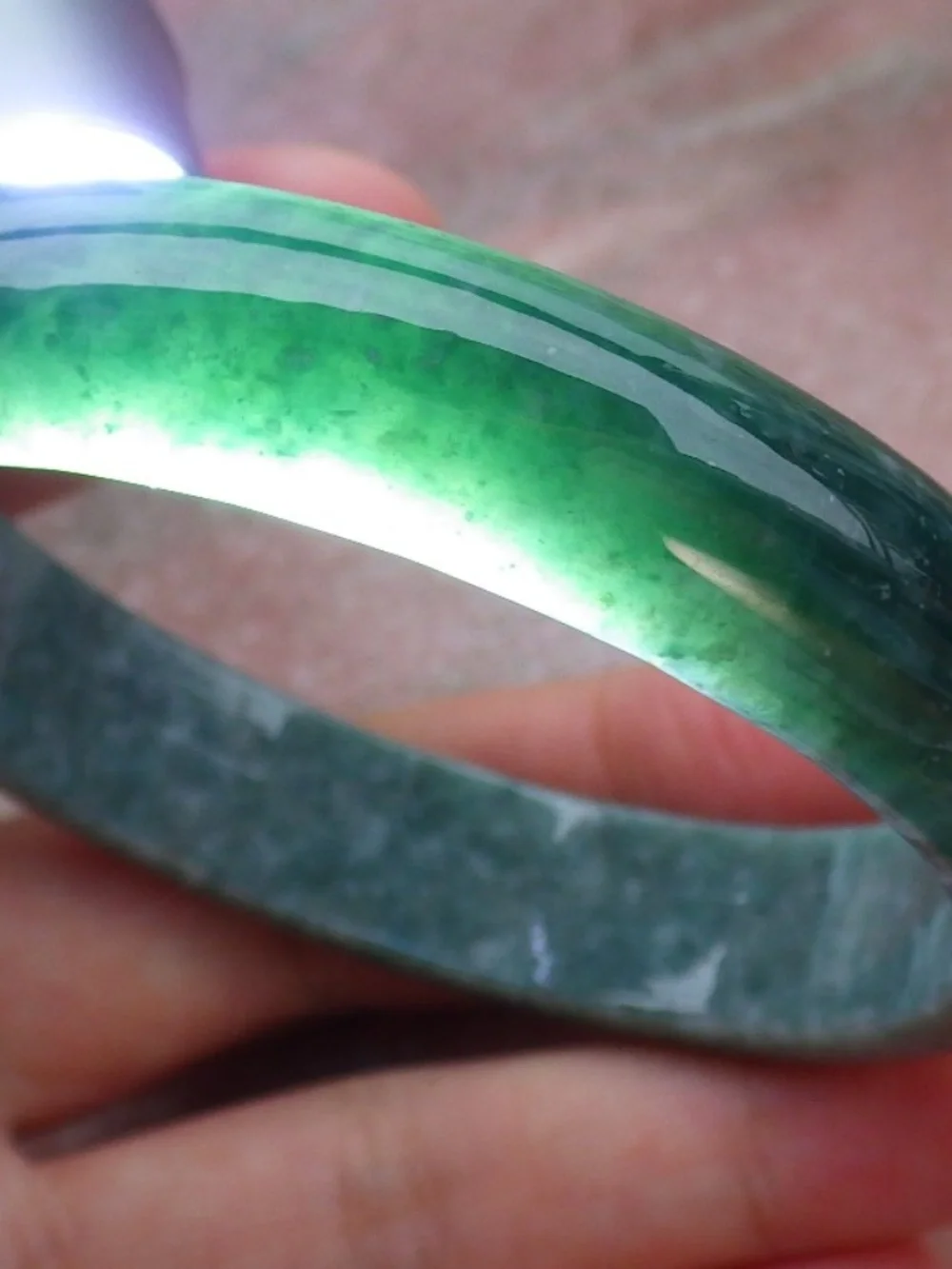 58mm Certified Hand Carved Green Natural A JADE Circle Jadeite Bracelet Bangle